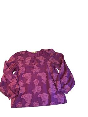 LOFT Purple Burnout Floral Blouse